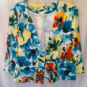 Kim Rogers Floral Open Front Blazer